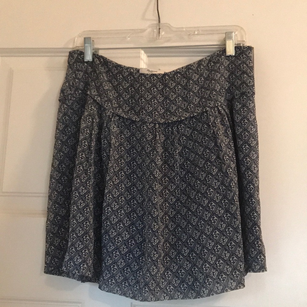 Blue patterned silk Madewell skirt